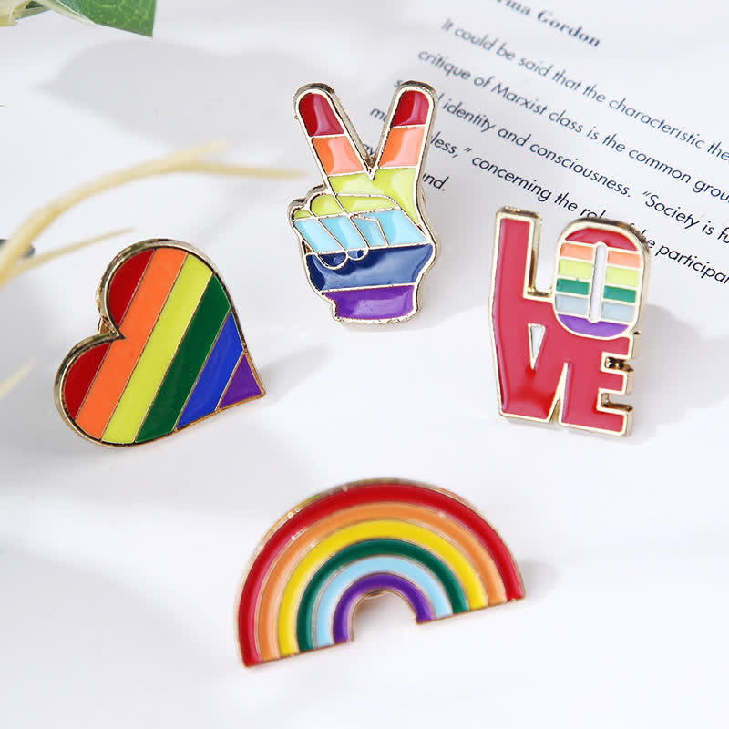 Spilla 4 pezzi Love Is Love Rainbow Flag Pride