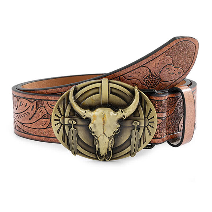 Cintura in pelle Mad Bull incisa da uomo