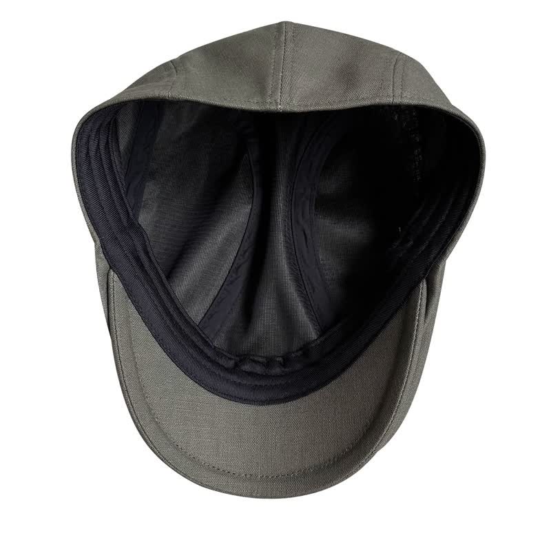 Berretto piatto traspirante verde militare in lino