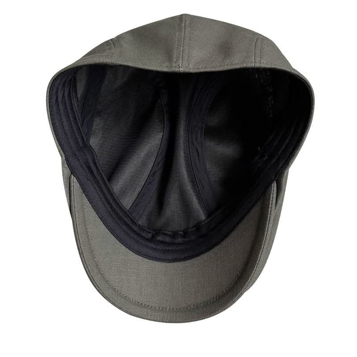 Berretto piatto traspirante verde militare in lino