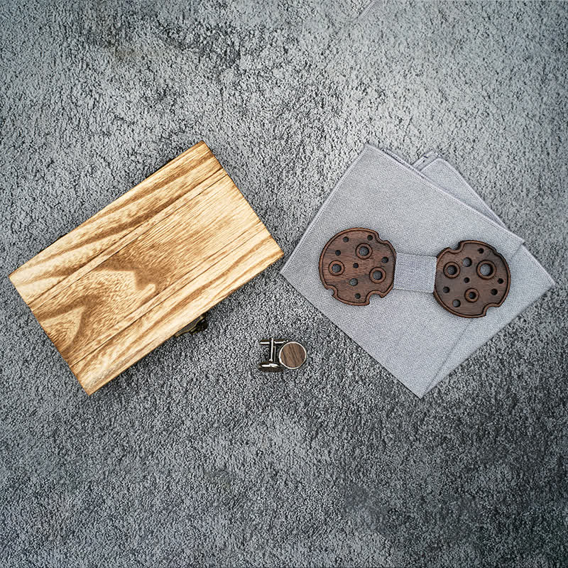 Set di 3 papillon in legno a cerchio cavo da uomo