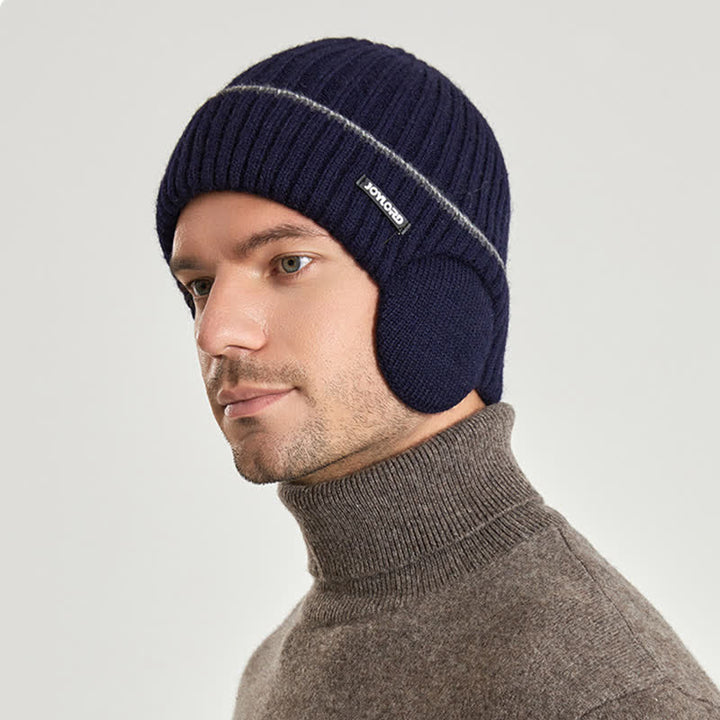 Cappello unisex in maglia elastica spessa con paraorecchie tinta unita