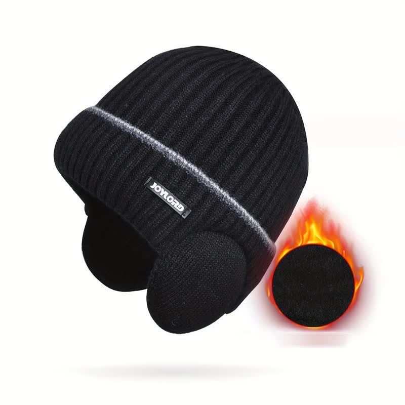 Cappello unisex in maglia elastica spessa con paraorecchie tinta unita