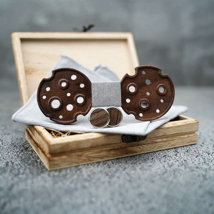 Set di 3 papillon in legno a cerchio cavo da uomo