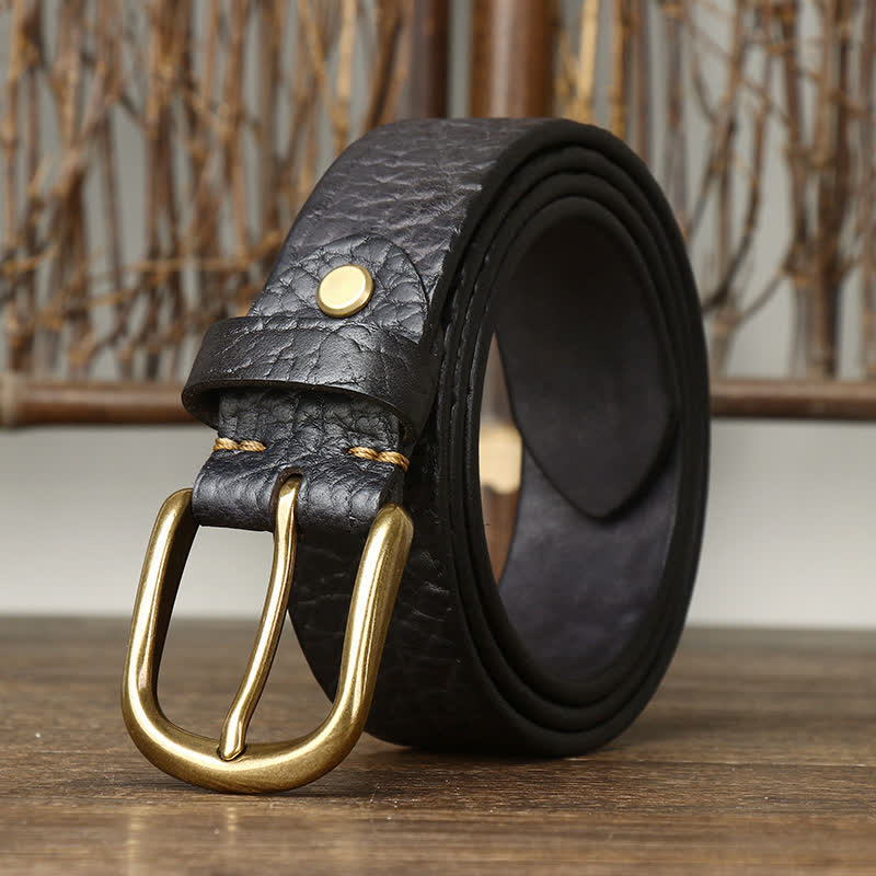 Cintura in pelle con motivo in pelle di bisonte goffrata da uomo
