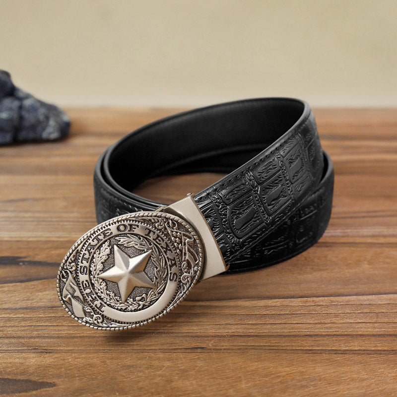 Cintura in pelle con chiusura automatica Texas Pentagram fai da te da uomo