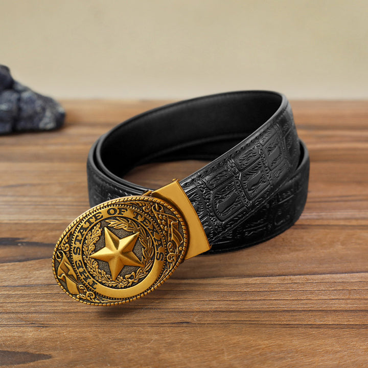 Cintura in pelle con chiusura automatica Texas Pentagram fai da te da uomo