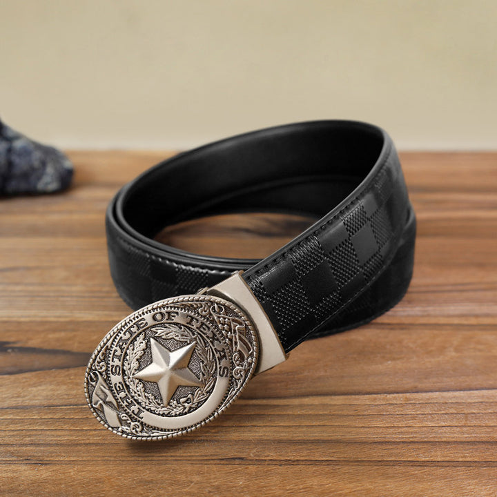 Cintura in pelle con chiusura automatica Texas Pentagram fai da te da uomo