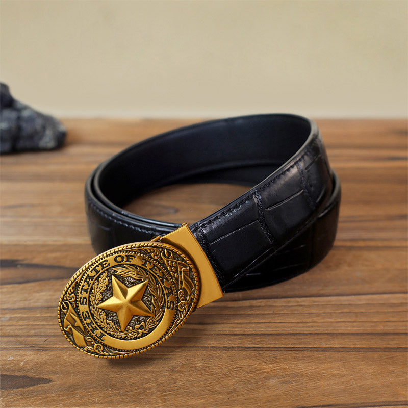 Cintura in pelle con chiusura automatica Texas Pentagram fai da te da uomo