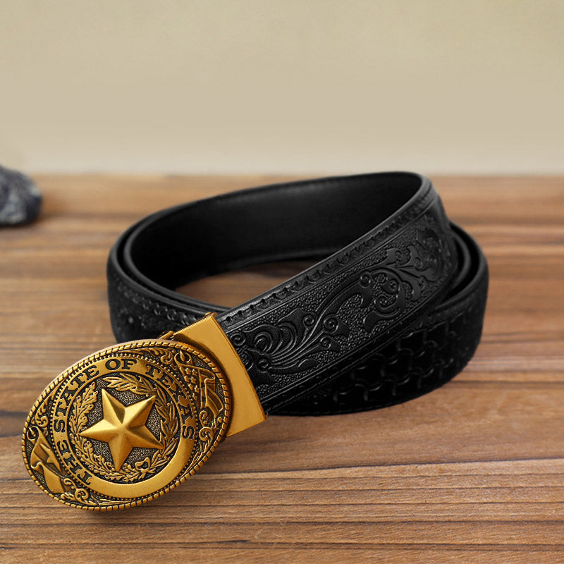 Cintura in pelle con chiusura automatica Texas Pentagram fai da te da uomo