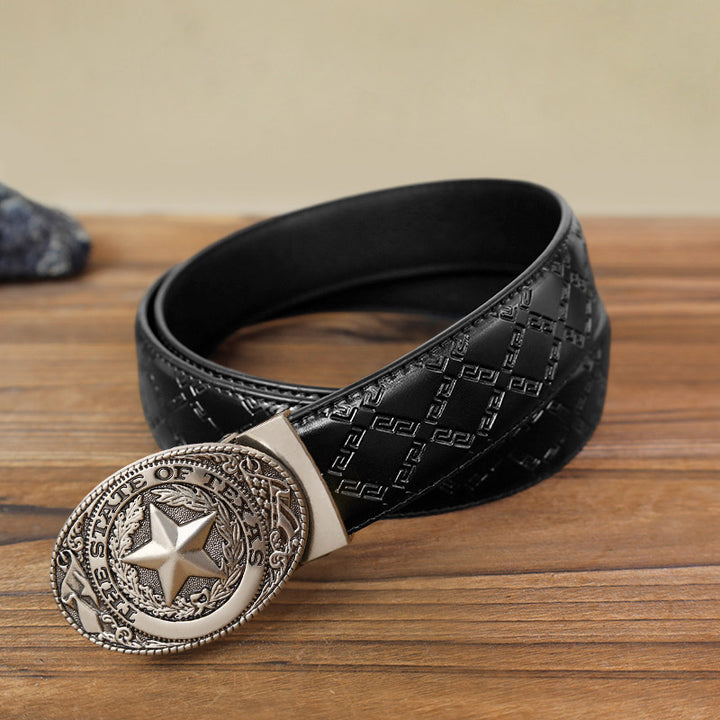 Cintura in pelle con chiusura automatica Texas Pentagram fai da te da uomo