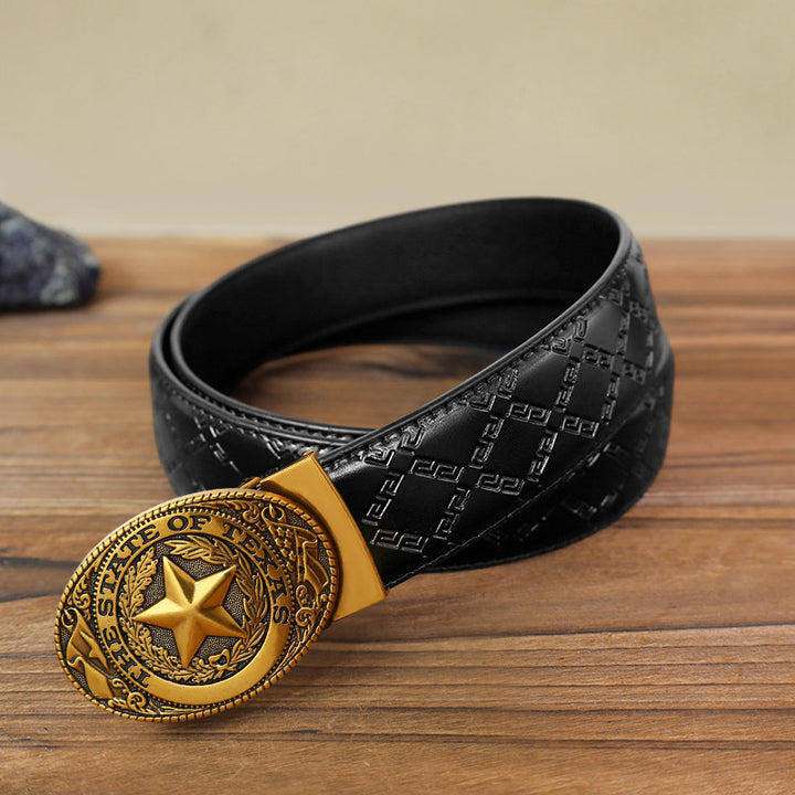 Cintura in pelle con chiusura automatica Texas Pentagram fai da te da uomo