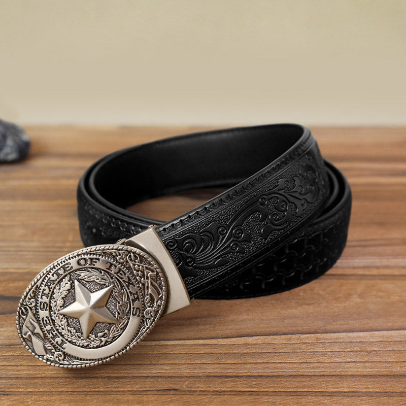 Cintura in pelle con chiusura automatica Texas Pentagram fai da te da uomo