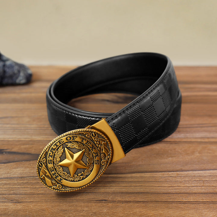 Cintura in pelle con chiusura automatica Texas Pentagram fai da te da uomo
