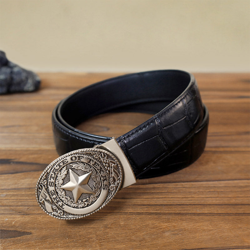 Cintura in pelle con chiusura automatica Texas Pentagram fai da te da uomo
