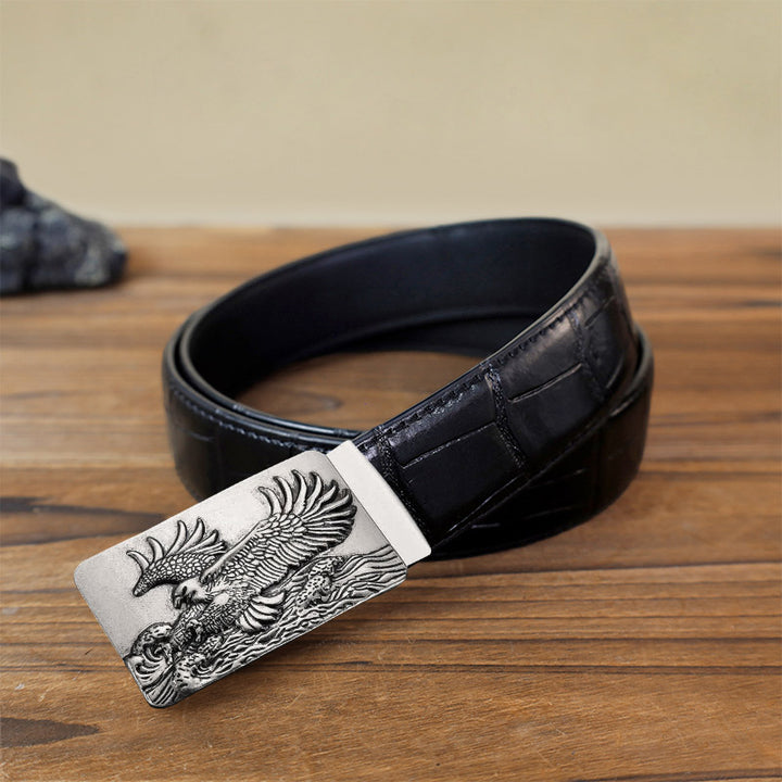 Cintura in pelle con chiusura automatica fai da te Eagle Spread Wings da uomo
