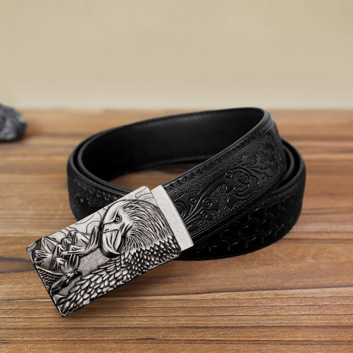 Cintura in pelle con fibbia automatica Strong Eagle fai da te da uomo