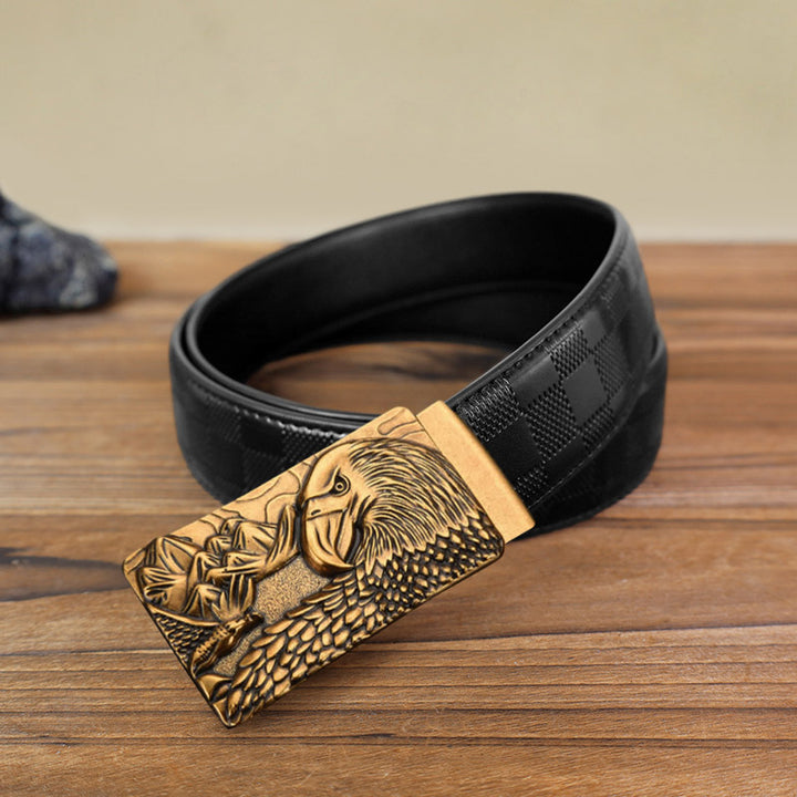 Cintura in pelle con fibbia automatica Strong Eagle fai da te da uomo