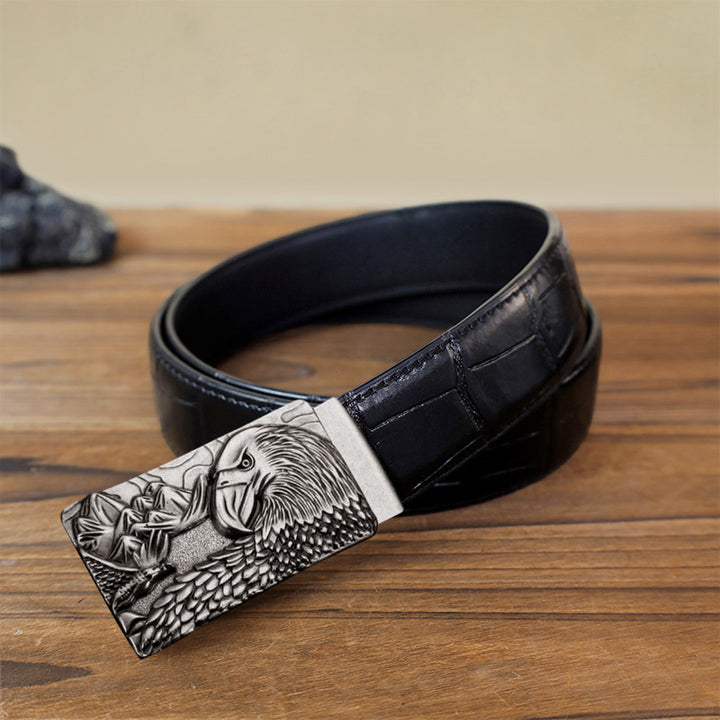 Cintura in pelle con fibbia automatica Strong Eagle fai da te da uomo