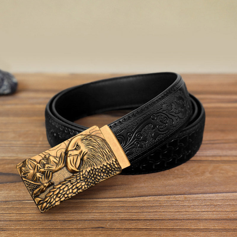 Cintura in pelle con fibbia automatica Strong Eagle fai da te da uomo