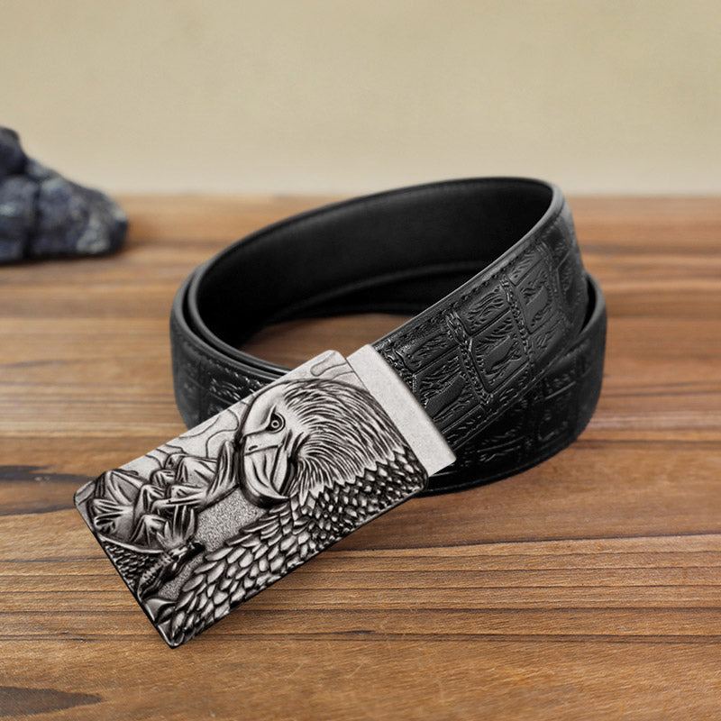 Cintura in pelle con fibbia automatica Strong Eagle fai da te da uomo