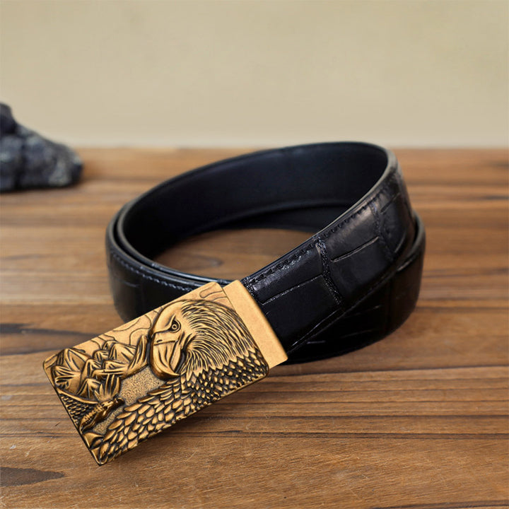 Cintura in pelle con fibbia automatica Strong Eagle fai da te da uomo