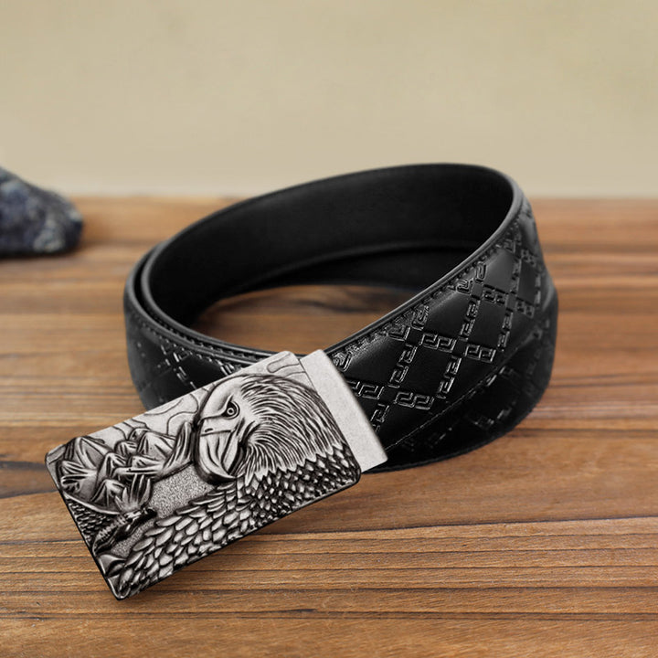 Cintura in pelle con fibbia automatica Strong Eagle fai da te da uomo