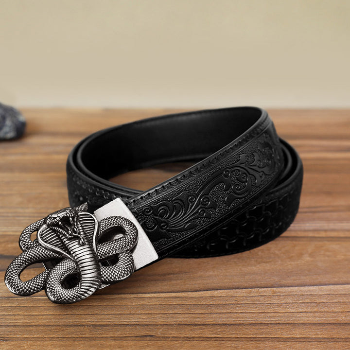 Cintura in pelle con chiusura automatica a forma di serpente misterioso fai da te da uomo
