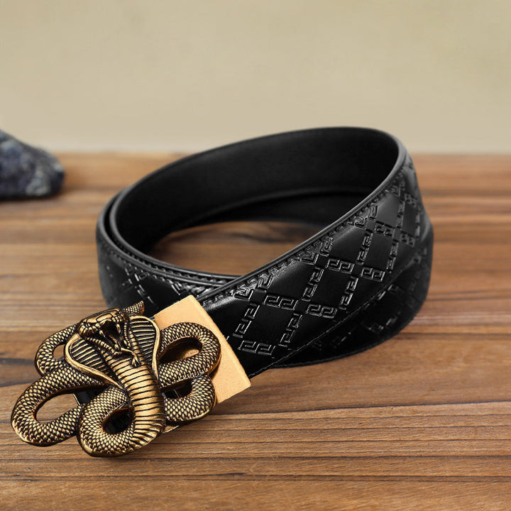 Cintura in pelle con chiusura automatica a forma di serpente misterioso fai da te da uomo