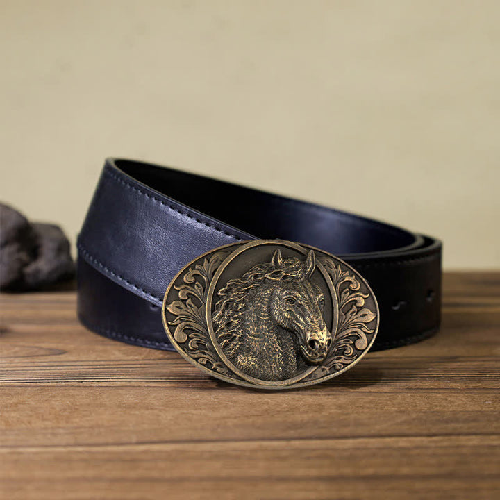 Cintura in pelle con fibbia a testa di cavallo fai da te da uomo