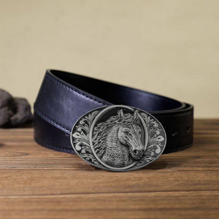 Cintura in pelle con fibbia a testa di cavallo fai da te da uomo