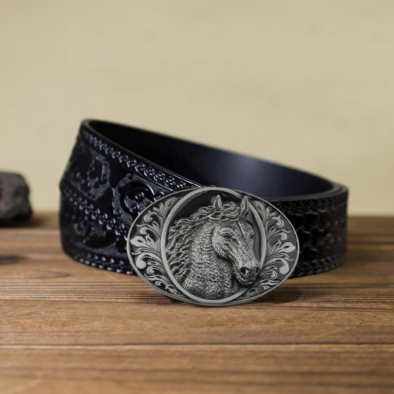 Cintura in pelle con fibbia a testa di cavallo fai da te da uomo