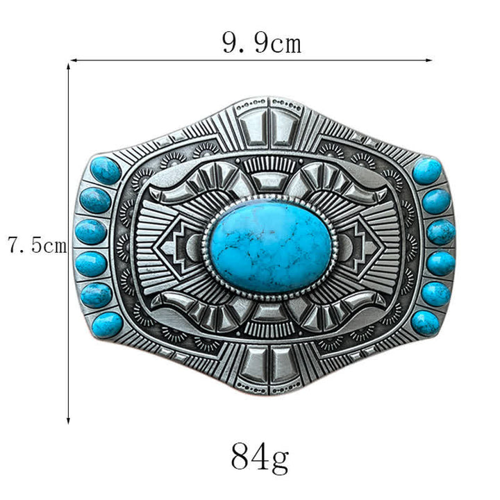 Cintura in pelle con fibbia Bohemia turchese artificiale fai da te da uomo