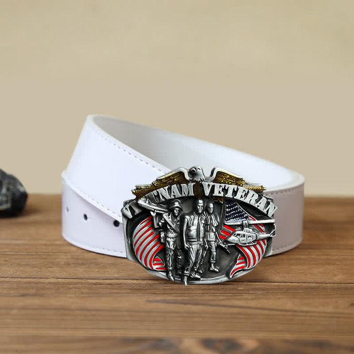 Cintura in pelle fai da te con fibbia da veterano del Vietnam da uomo