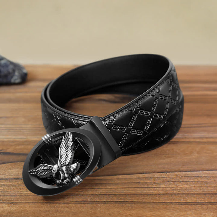Cintura in pelle con chiusura automatica fai da te Eagle Black Hollow da uomo