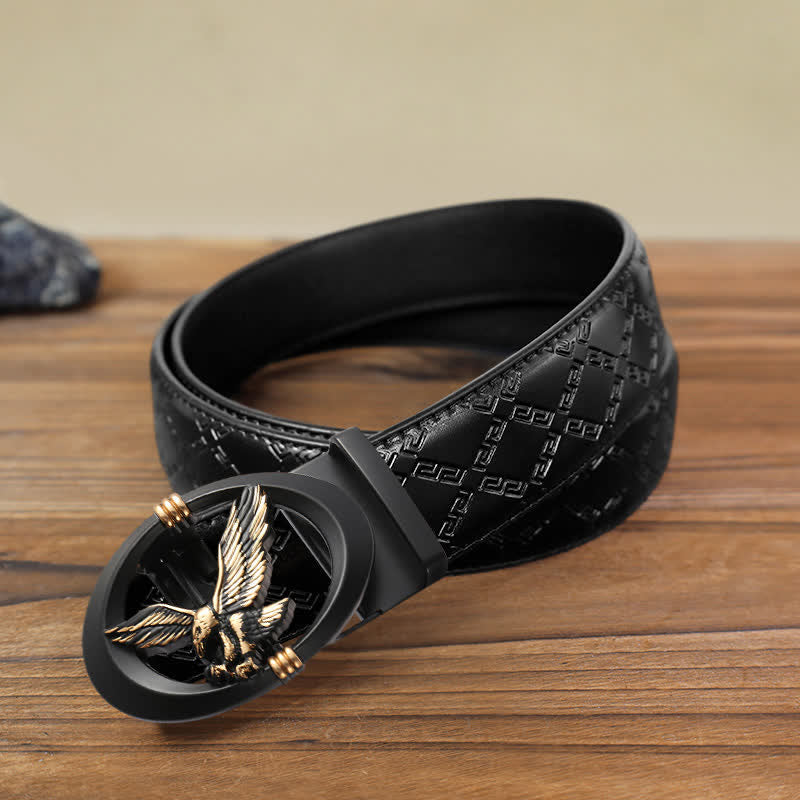 Cintura in pelle con chiusura automatica fai da te Eagle Black Hollow da uomo