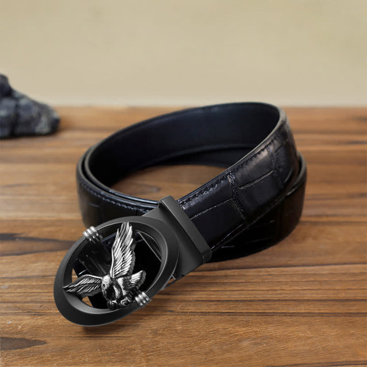 Cintura in pelle con chiusura automatica fai da te Eagle Black Hollow da uomo