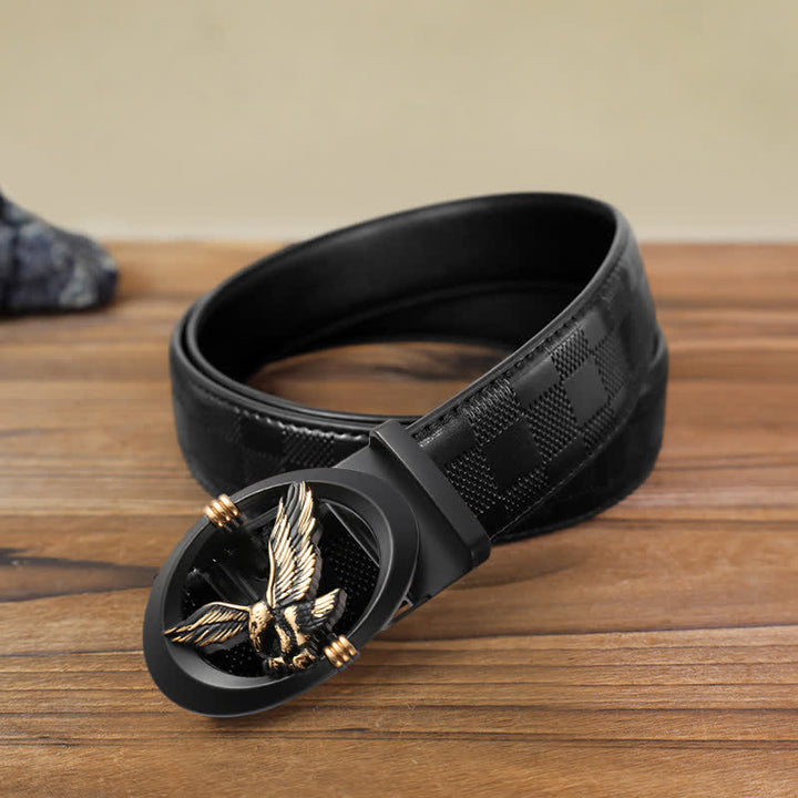 Cintura in pelle con chiusura automatica fai da te Eagle Black Hollow da uomo