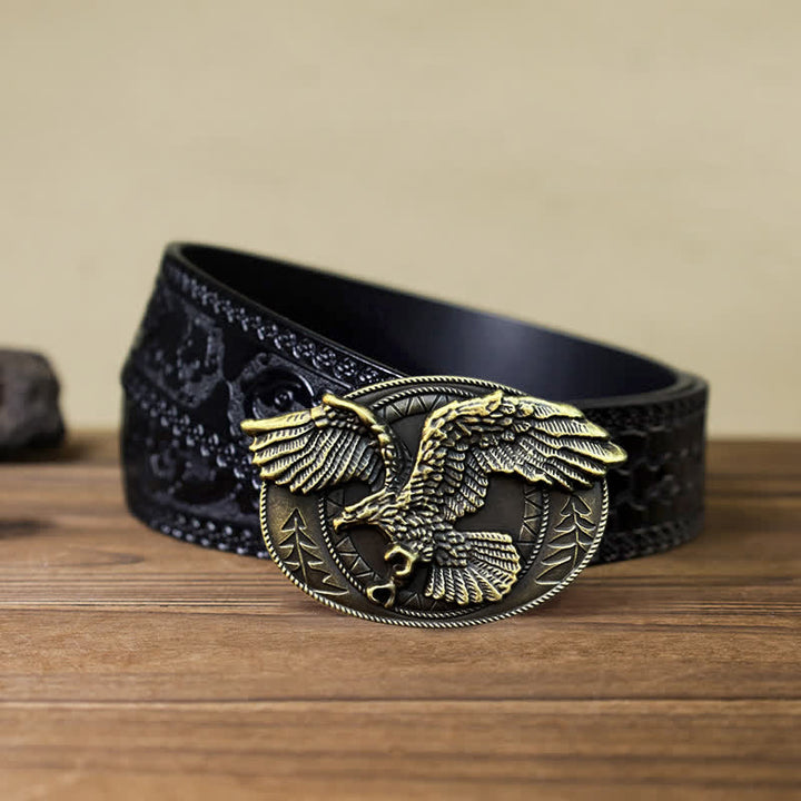 Cintura in pelle con fibbia a forma di aquila calva volante fai da te da uomo