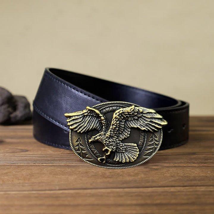 Cintura in pelle con fibbia a forma di aquila calva volante fai da te da uomo