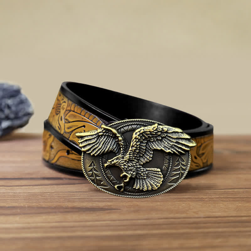 Cintura in pelle con fibbia a forma di aquila calva volante fai da te da uomo
