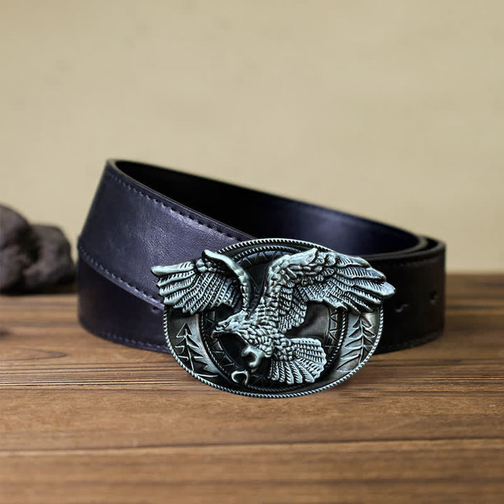 Cintura in pelle con fibbia a forma di aquila calva volante fai da te da uomo