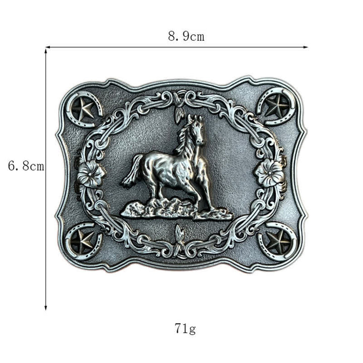 Cintura in pelle con fibbia a forma di cavallo da corsa selvaggia fai da te da uomo