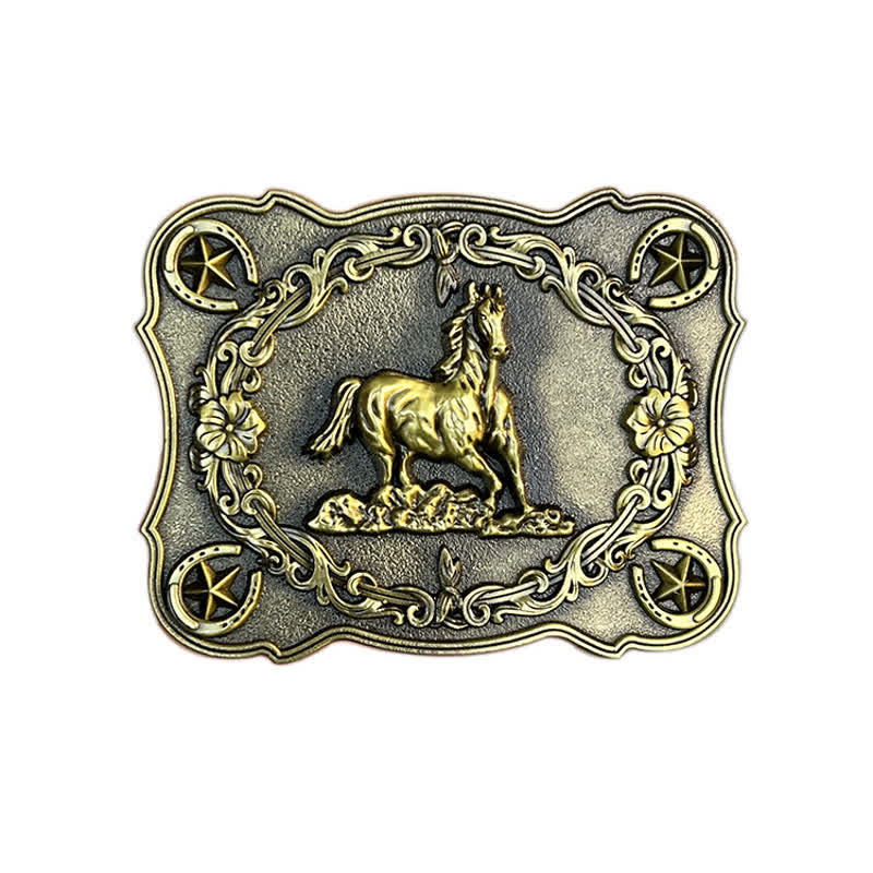 Cintura in pelle con fibbia a forma di cavallo da corsa selvaggia fai da te da uomo