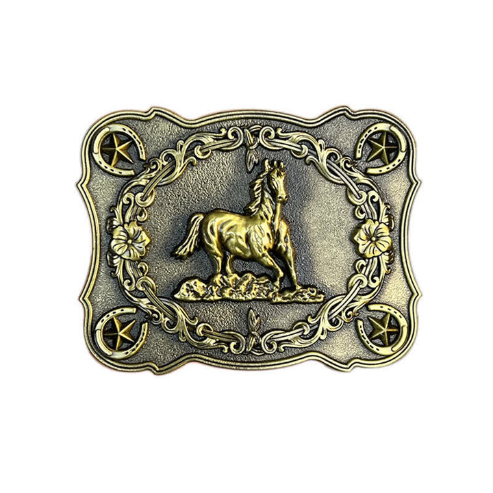 Cintura in pelle con fibbia a forma di cavallo da corsa selvaggia fai da te da uomo