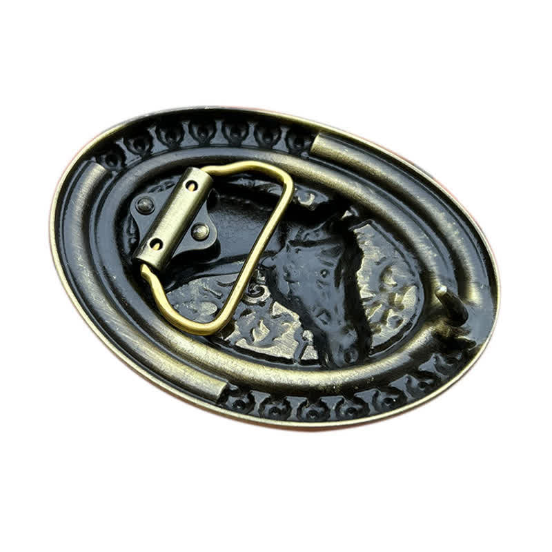 Cintura in pelle con fibbia turchese a forma di testa di cavallo fai da te da uomo