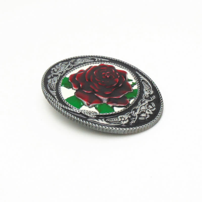 Cintura in pelle con fibbia a forma di rosa colorata fai da te da uomo in stile western