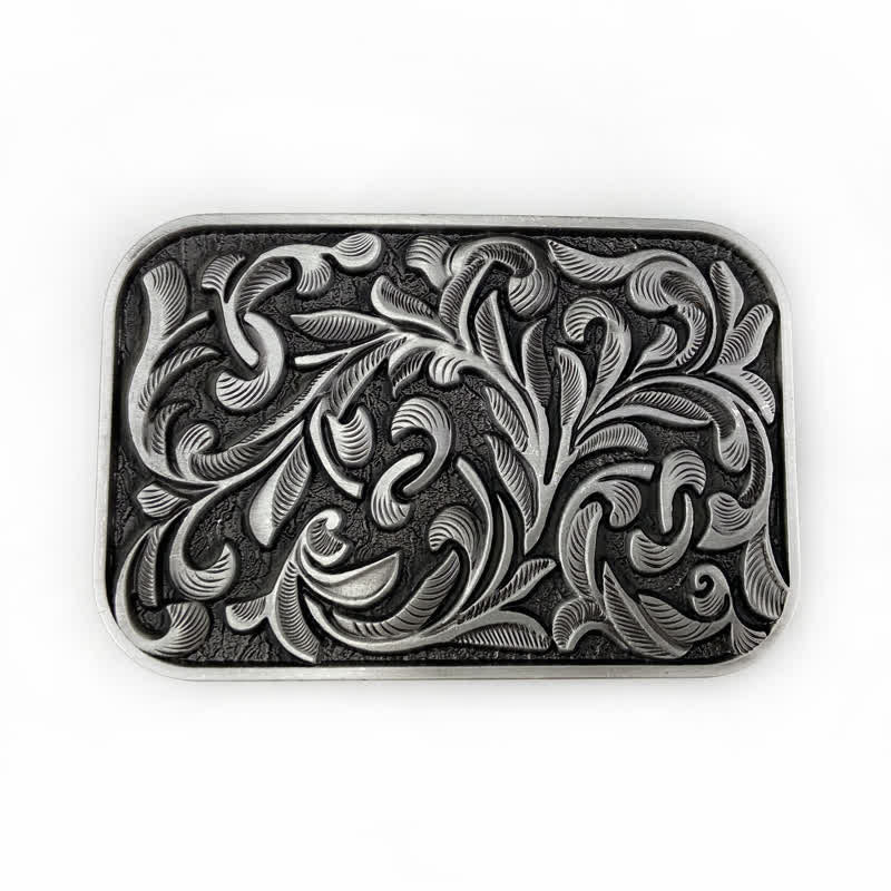 Cintura in pelle con fibbia a volute con foglie artistiche fai da te da uomo