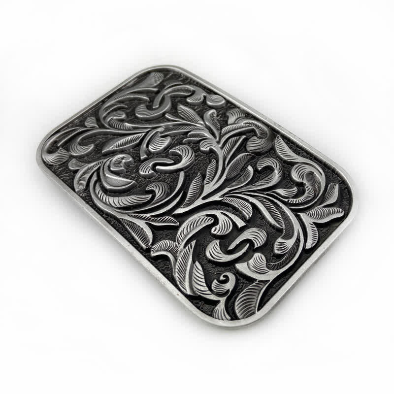 Cintura in pelle con fibbia a volute con foglie artistiche fai da te da uomo
