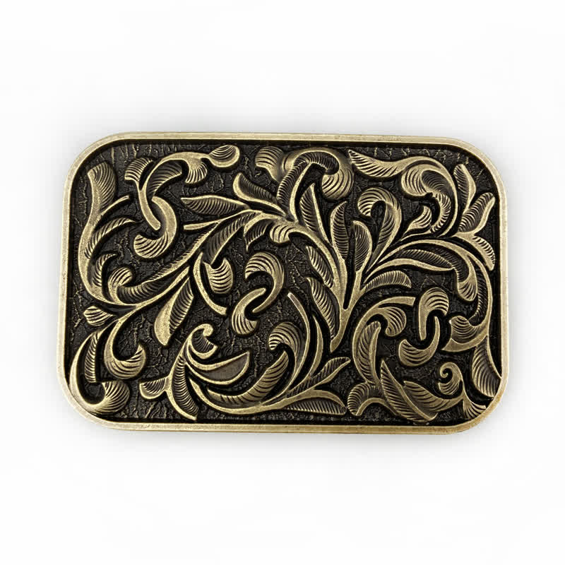 Cintura in pelle con fibbia a volute con foglie artistiche fai da te da uomo